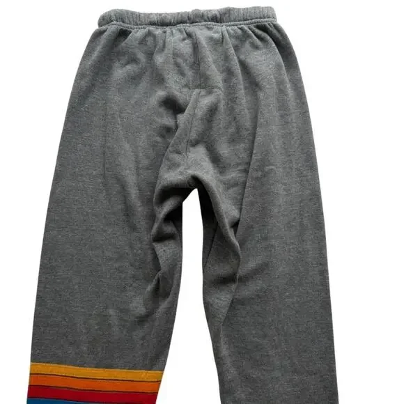 Aviator Nation Rainbow Leg Stripe Sweatpant Grey Size XS Jogger High Rise Cotton - Picture 6 of 6